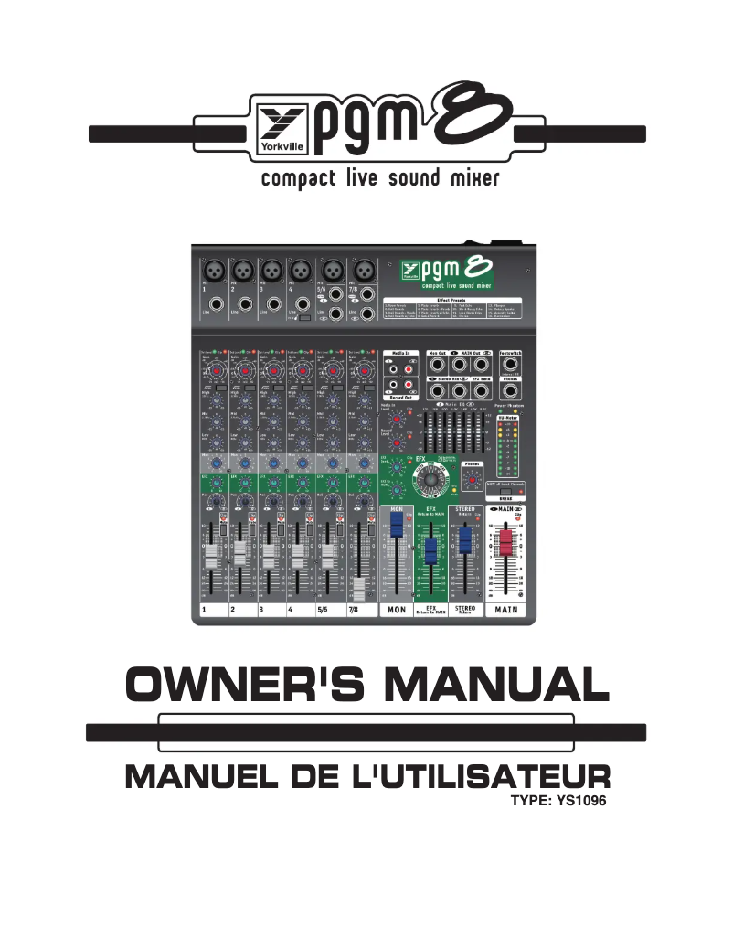 Page n°1 - Manuel utilisateur Yorkville PGM8