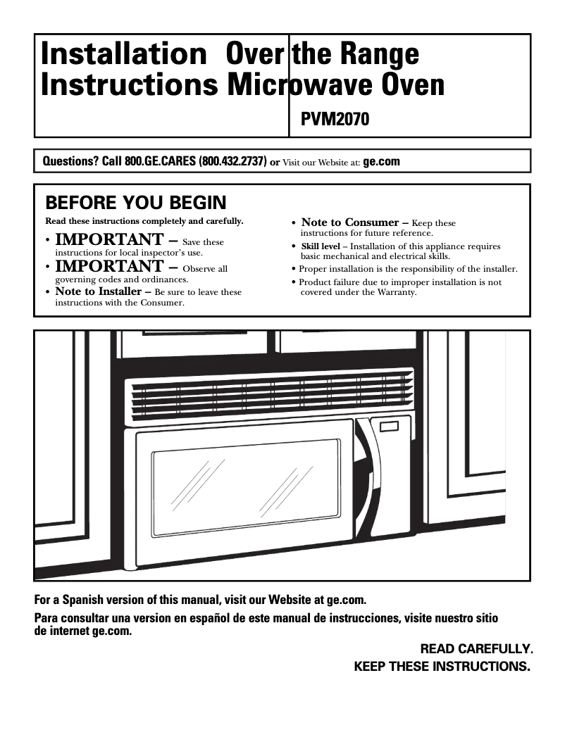 Image de la première page du manuel de l'appareil PVM2070DMWW