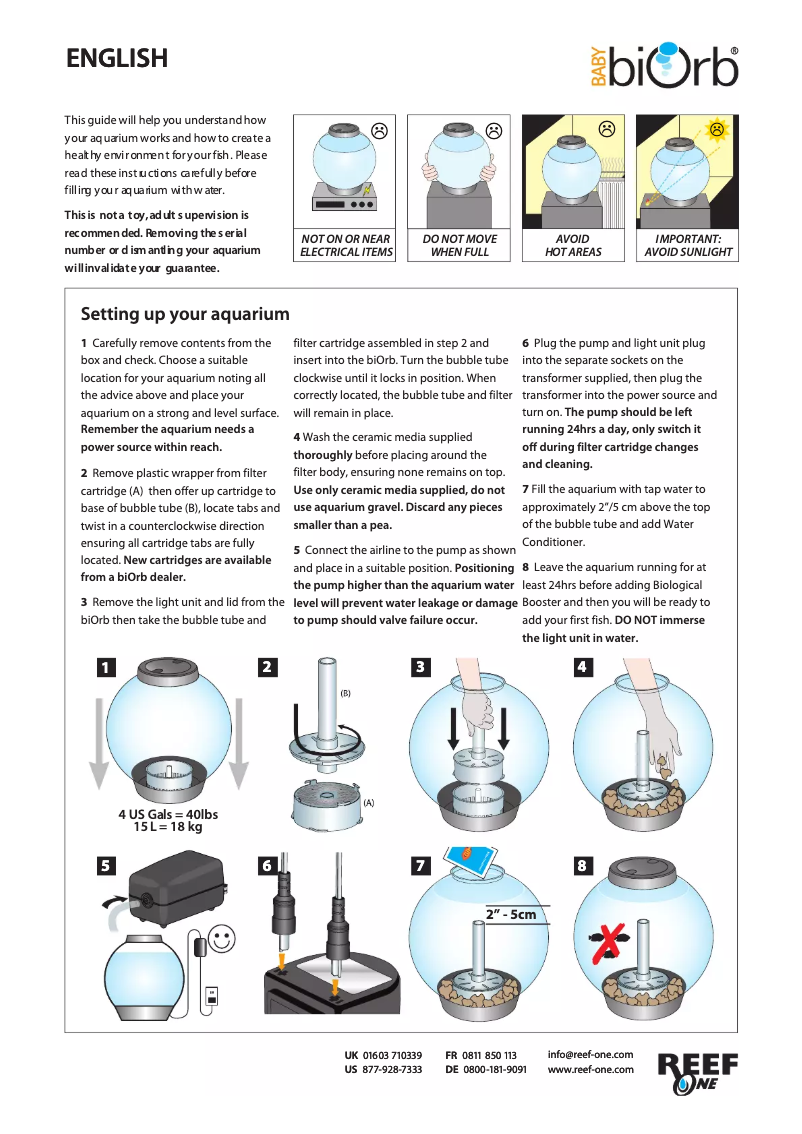 Page 1 de la notice Manuel utilisateur Reef One Baby biOrb