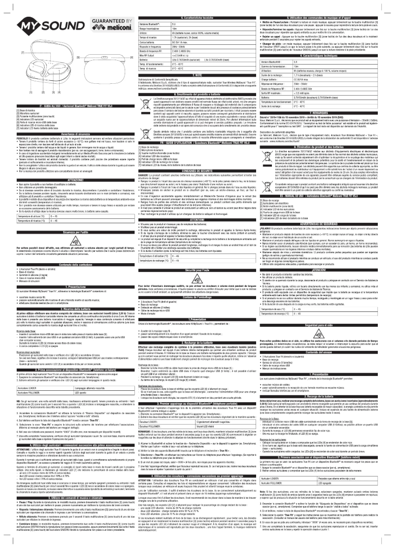 Page 1 de la notice Manuel utilisateur Meliconi MySound True Fit Plus