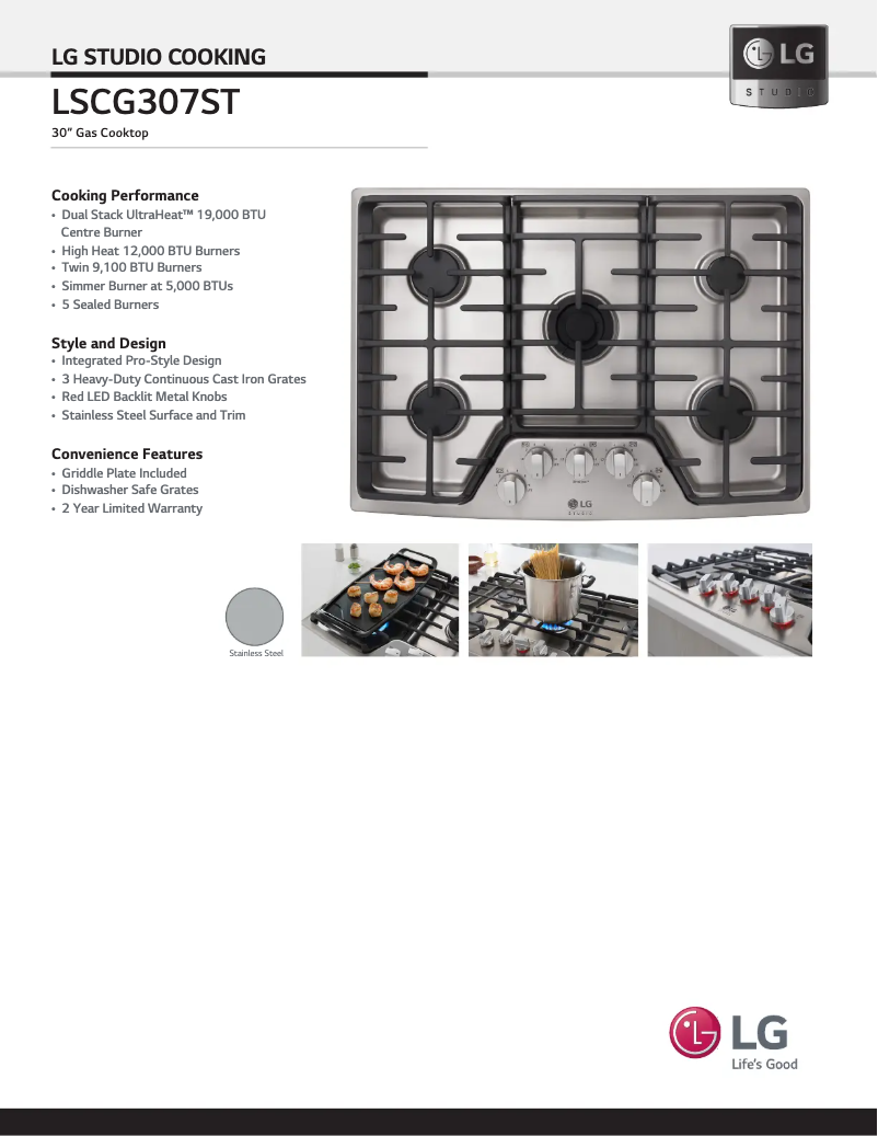 Page 1 de la notice Fiche technique LG LSCG307ST