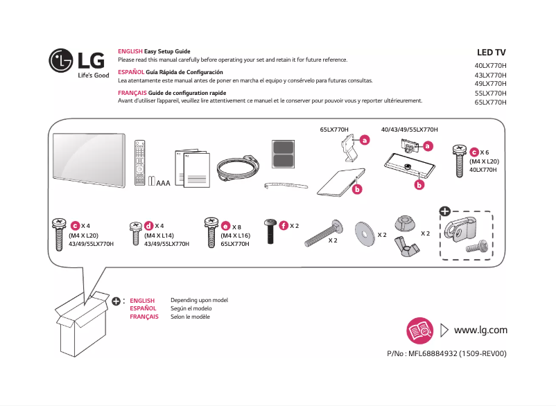 Image de la première page du manuel de l'appareil 40LX770H