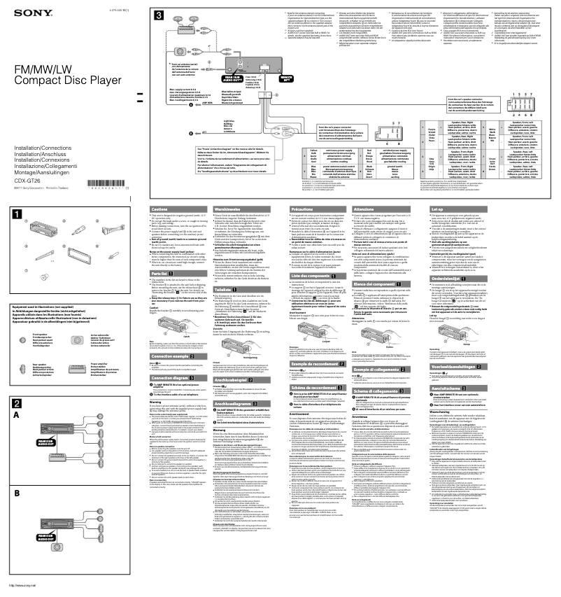 Page 1 de la notice Guide d'installation Sony CDX-GT26