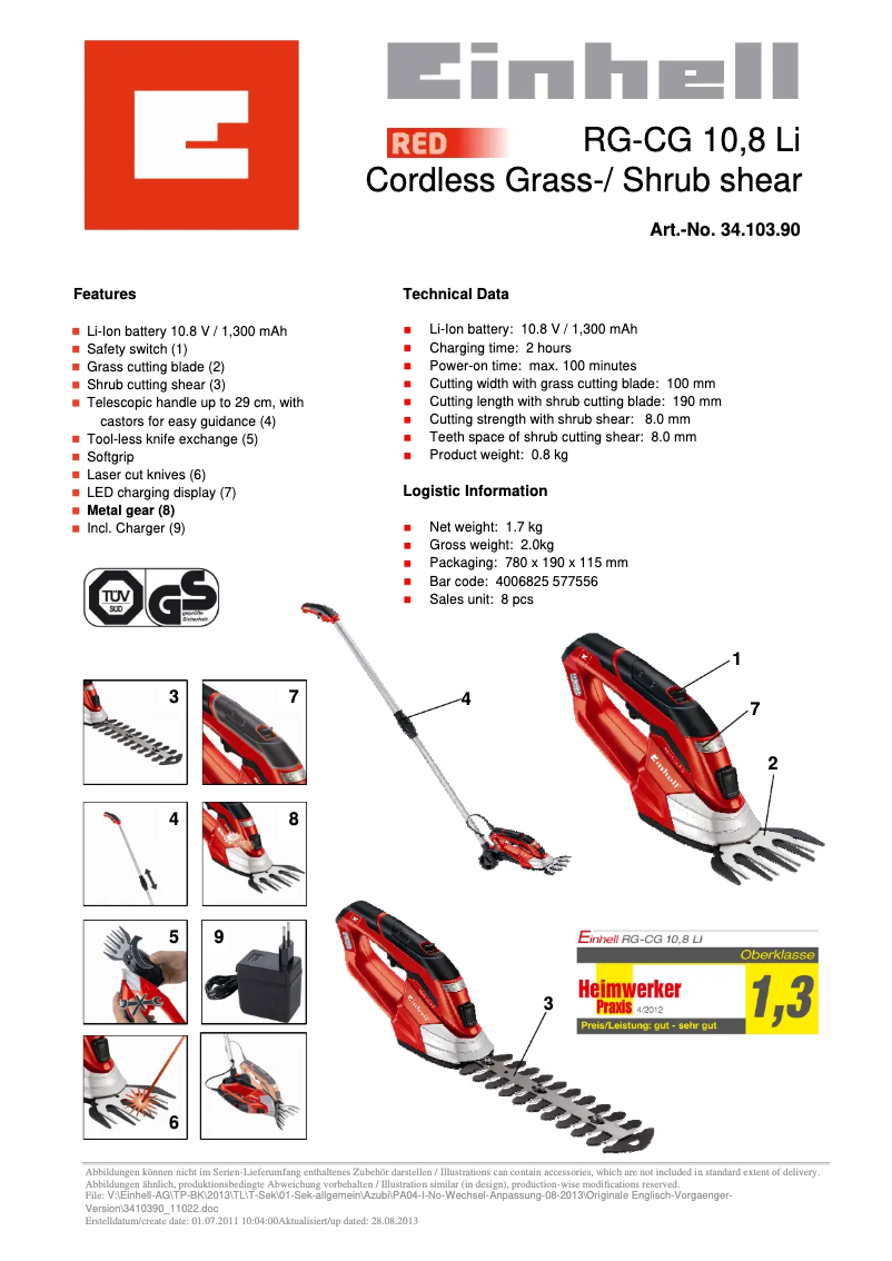 Image de la première page du manuel de l'appareil RG-CG 10,8 Li