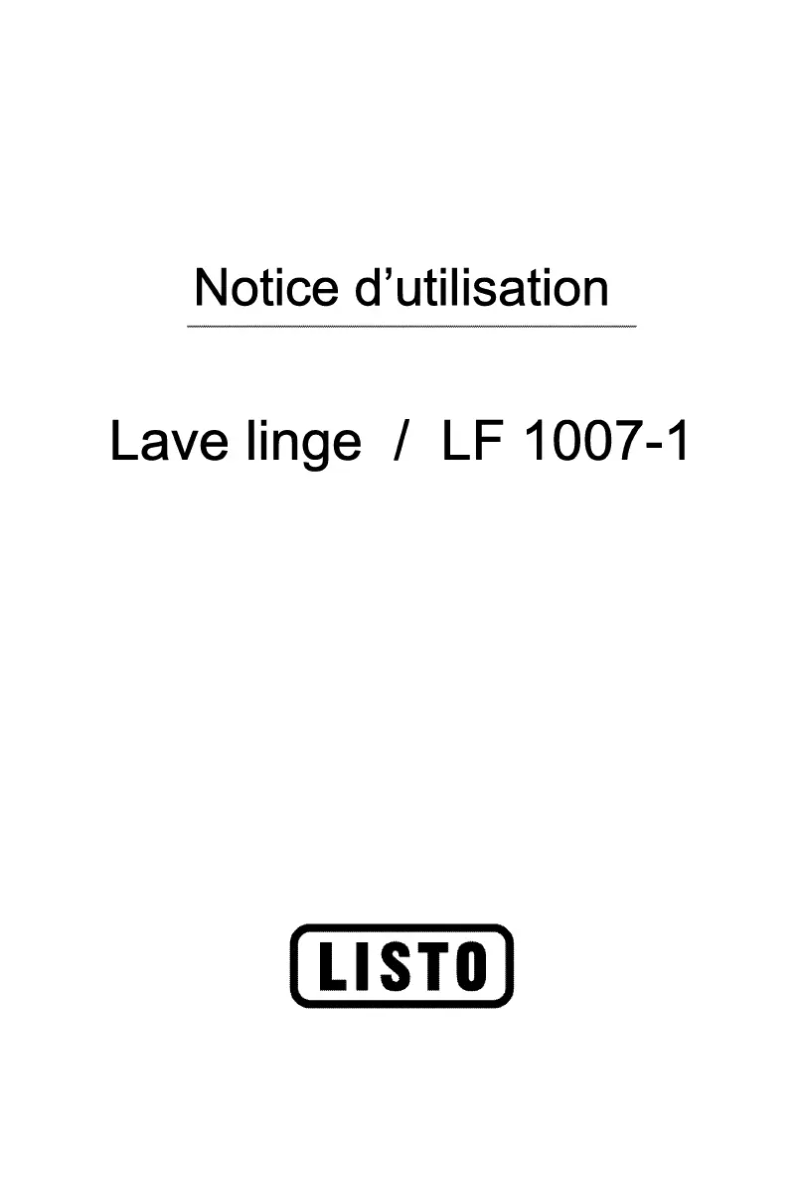 Page 1 de la notice Manuel utilisateur Listo LF 1007-1