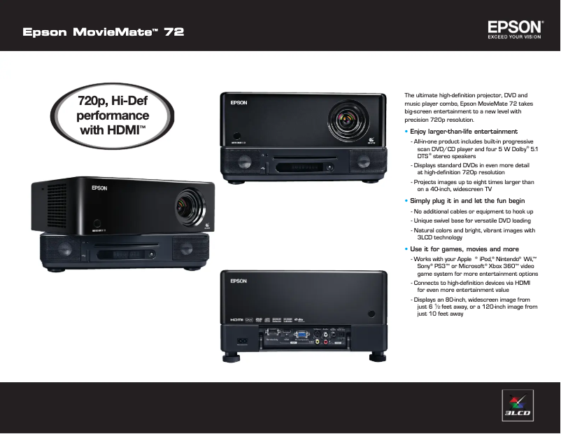 Imagen de la primera página del manual del dispositivo MovieMate 72