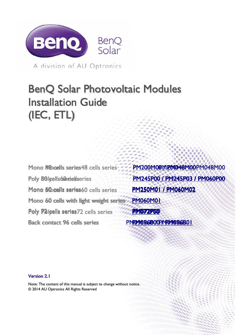 Image de la première page du manuel de l'appareil PM096B00