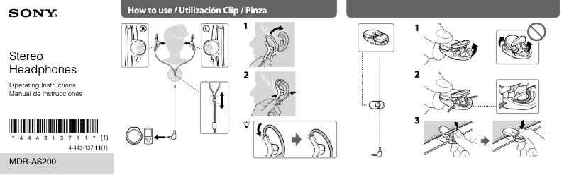 Image de la première page du manuel de l'appareil MDR-AS200