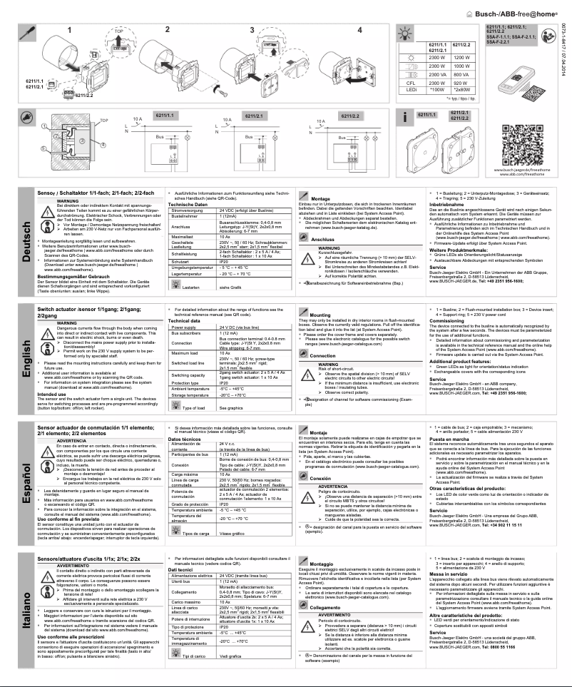 Page n°1 - Manuel utilisateur Busch-Jaeger 2CKA006220A0012