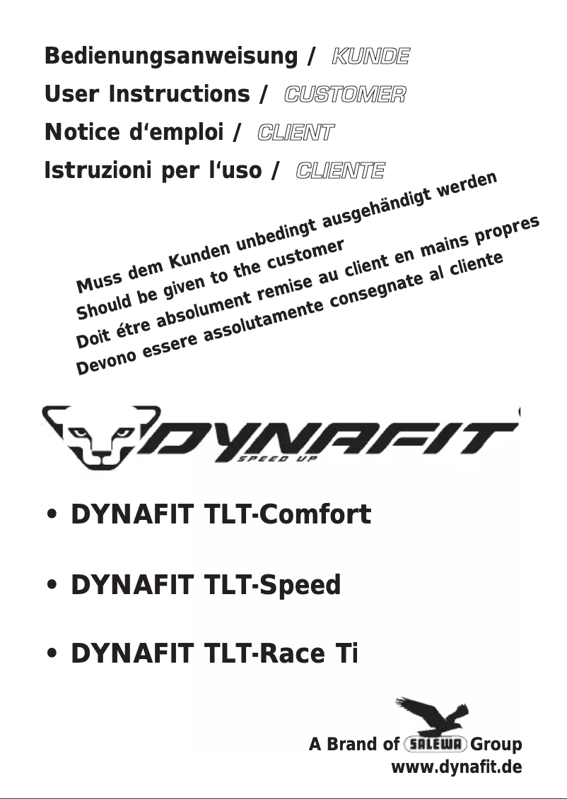 Page 1 de la notice Manuel utilisateur Dynafit TLT-Race Ti
