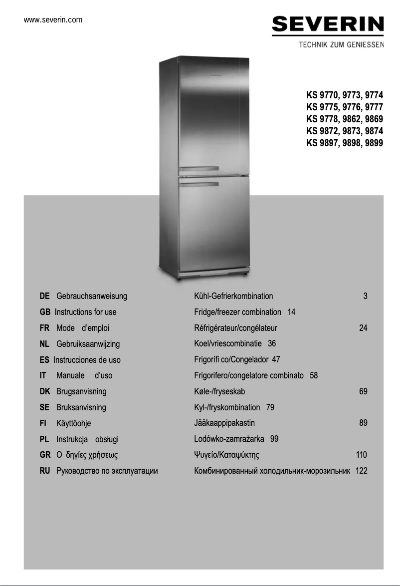 Page n°1 - Manuel utilisateur Severin KS 9770