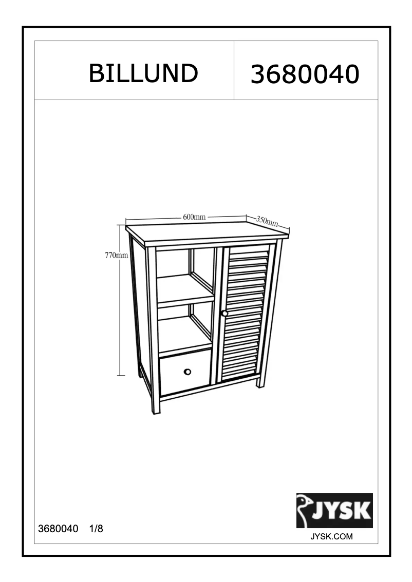 Page n°1 - Manuel utilisateur JYSK Billund (60x77x35)