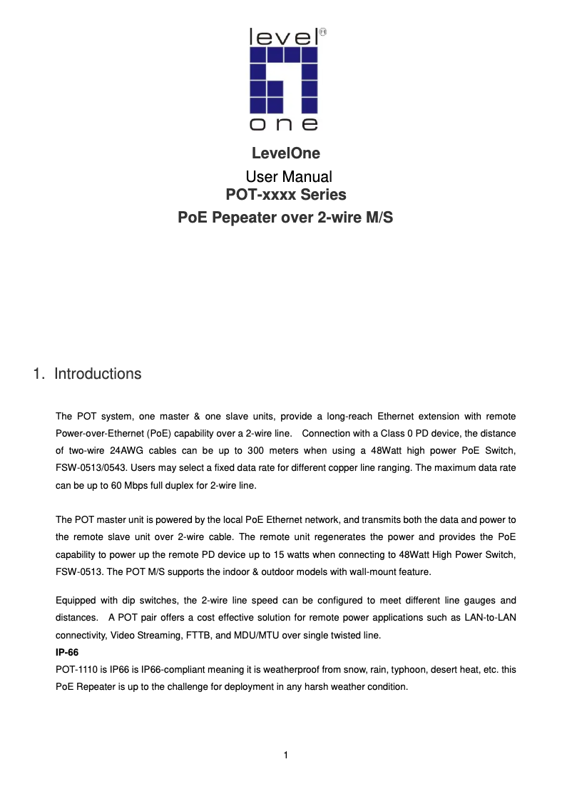 Image de la première page du manuel de l'appareil POT-0110