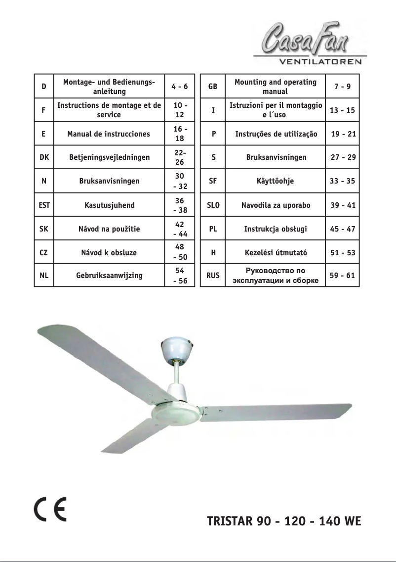 Page n°1 - Manuel utilisateur CasaFan Tristar II 90 WE