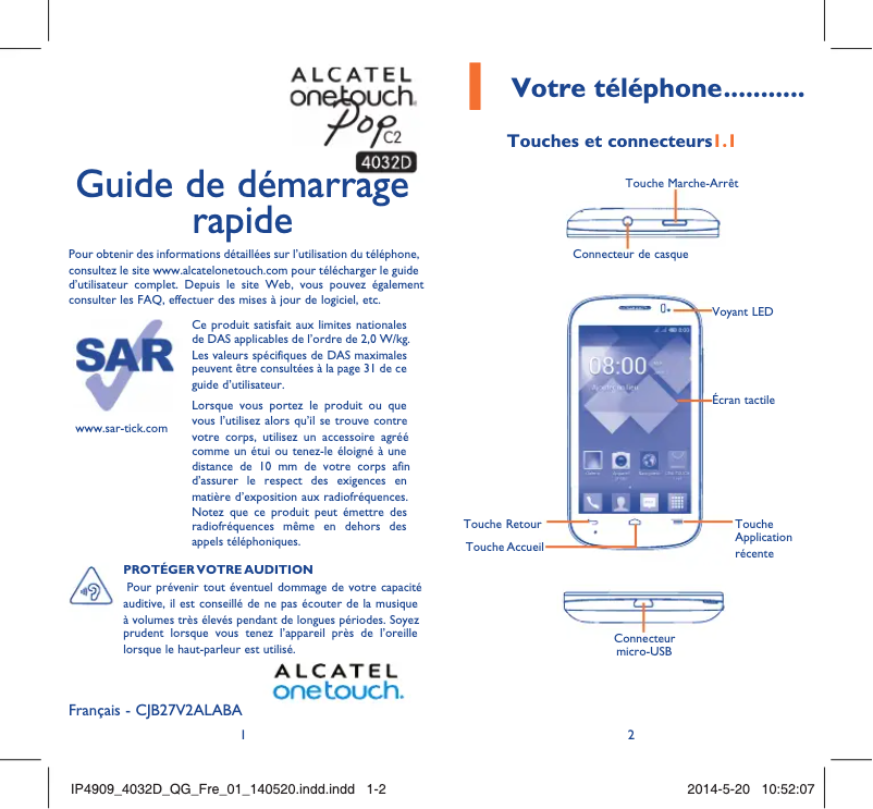 Page n°1 - Manuel utilisateur Alcatel One Touch Pop C2 4032D