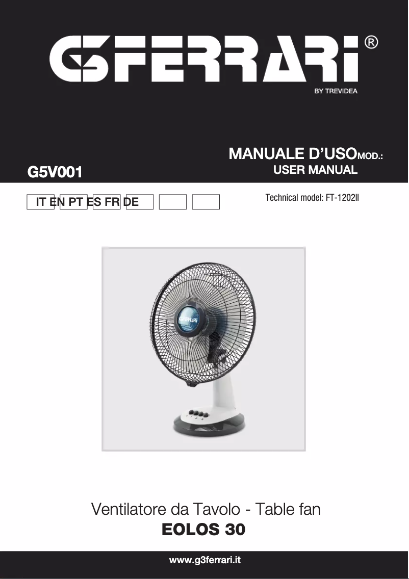 Page n°1 - Manuel utilisateur G3 Ferrari Eolos 30 G5V001