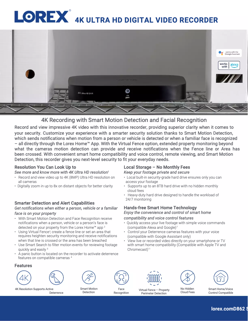 Página 1 del manual Ficha técnica Lorex C882DA-Zii