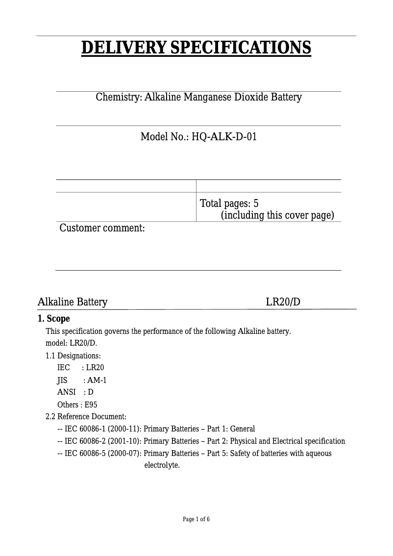 Page 1 de la notice Manuel utilisateur HQ ALK-D-01