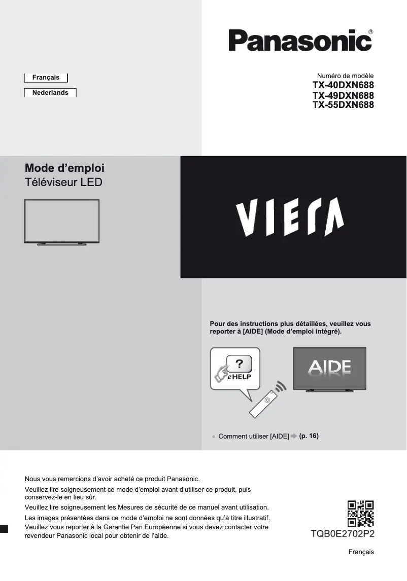 Image de la première page du manuel de l'appareil TX-55DXN688