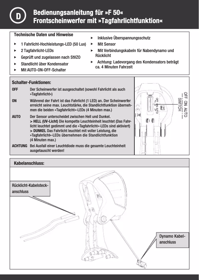 Page 1 de la notice Manuel utilisateur Fuxon F 50