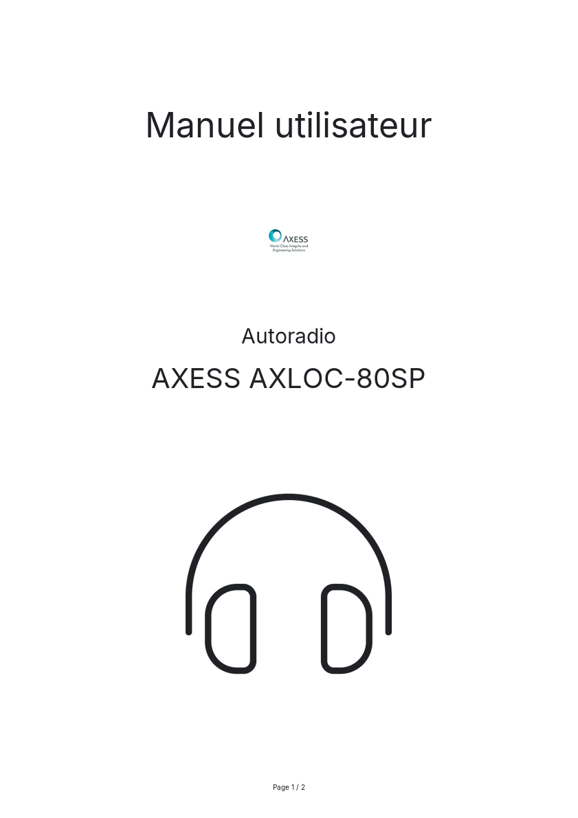 Image de la première page du manuel de l'appareil AXLOC-80SP