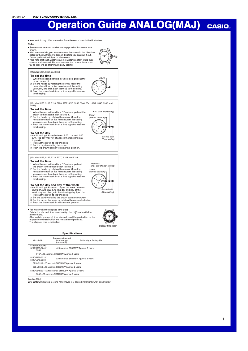 Page 1 de la notice Manuel utilisateur Casio LTP-E117D-1AEF