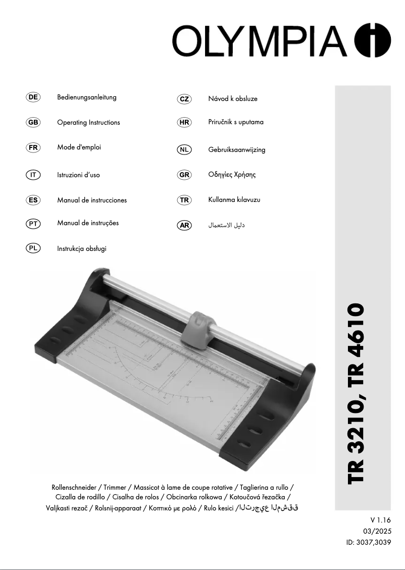 Page 1 de la notice Manuel utilisateur Olympia TR 3210