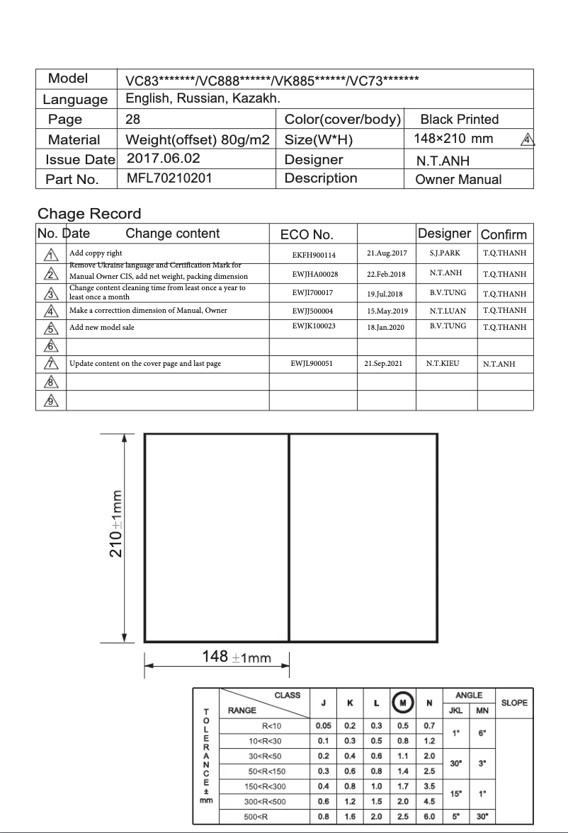 Page n°1 - Manuel utilisateur LG VC73209UHAS