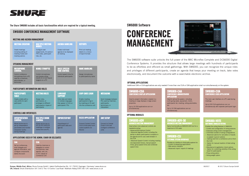 Page n°1 - Brochure Shure SW6000