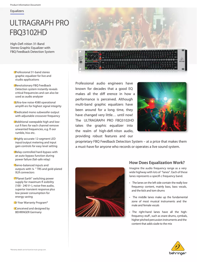 Page n°1 - Fiche technique Behringer Ultragraph Pro FBQ3102HD
