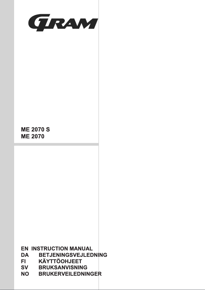 Page 1 de la notice Manuel utilisateur Gram ME 2070