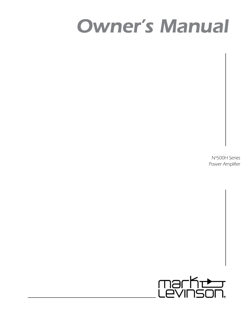 Page n°1 - Mode d'emploi Mark Levinson No532H