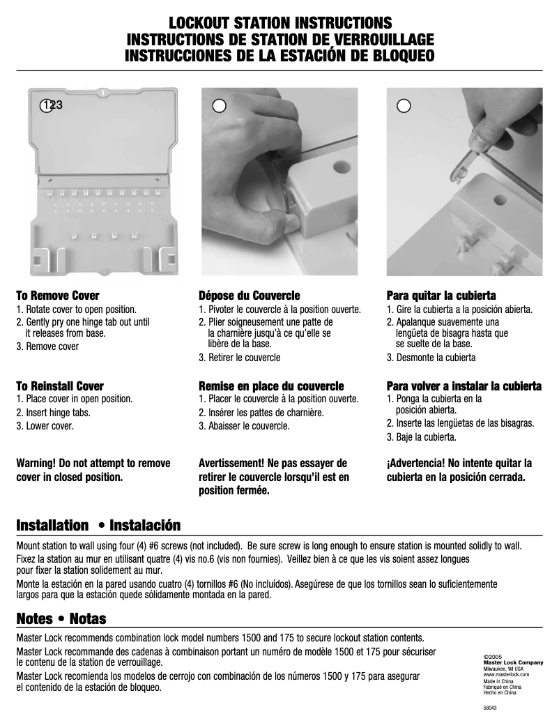 Page n°1 - Manuel utilisateur Master Lock 1484