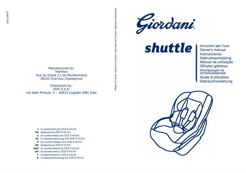 Image de la première page du manuel de l'appareil Shuttle