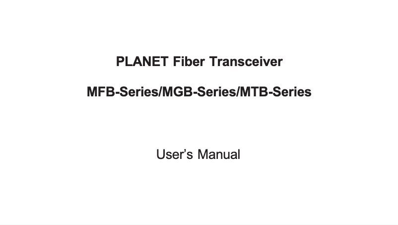 Page n°1 - Manuel utilisateur Planet MTB-LB20