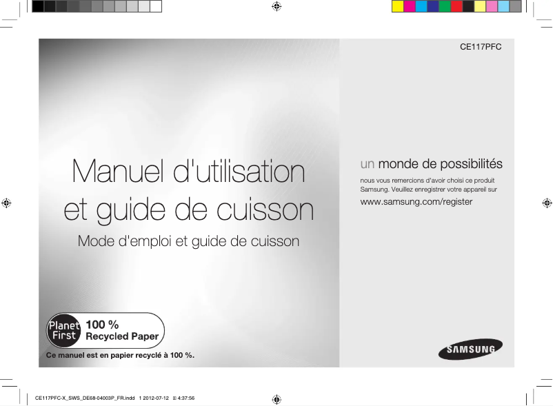 Page 1 de la notice Manuel utilisateur Samsung CE117PFC
