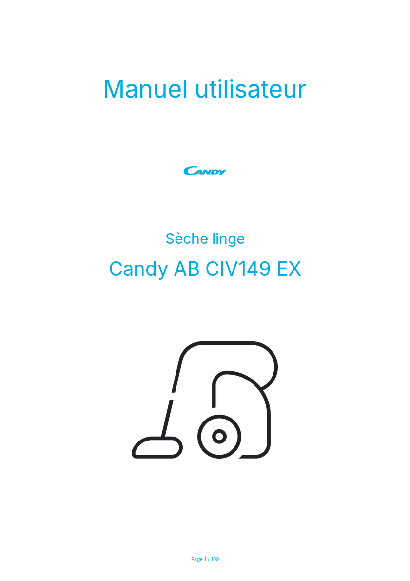 Page n°1 - Manuel utilisateur Candy AB CIV149 EX