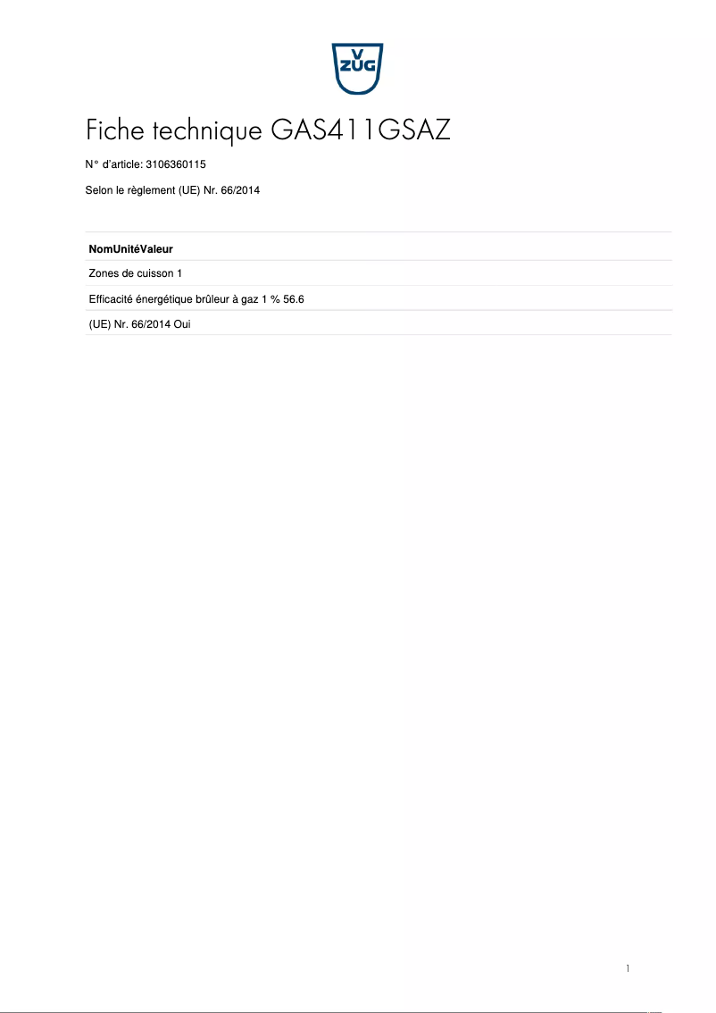 First page image of the manual for GAS411GSAZ