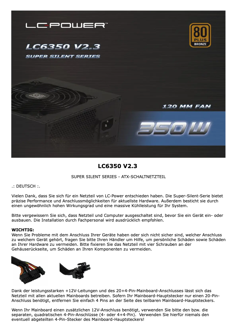 Page 1 de la notice Manuel utilisateur LC-Power LC6350 V2.3