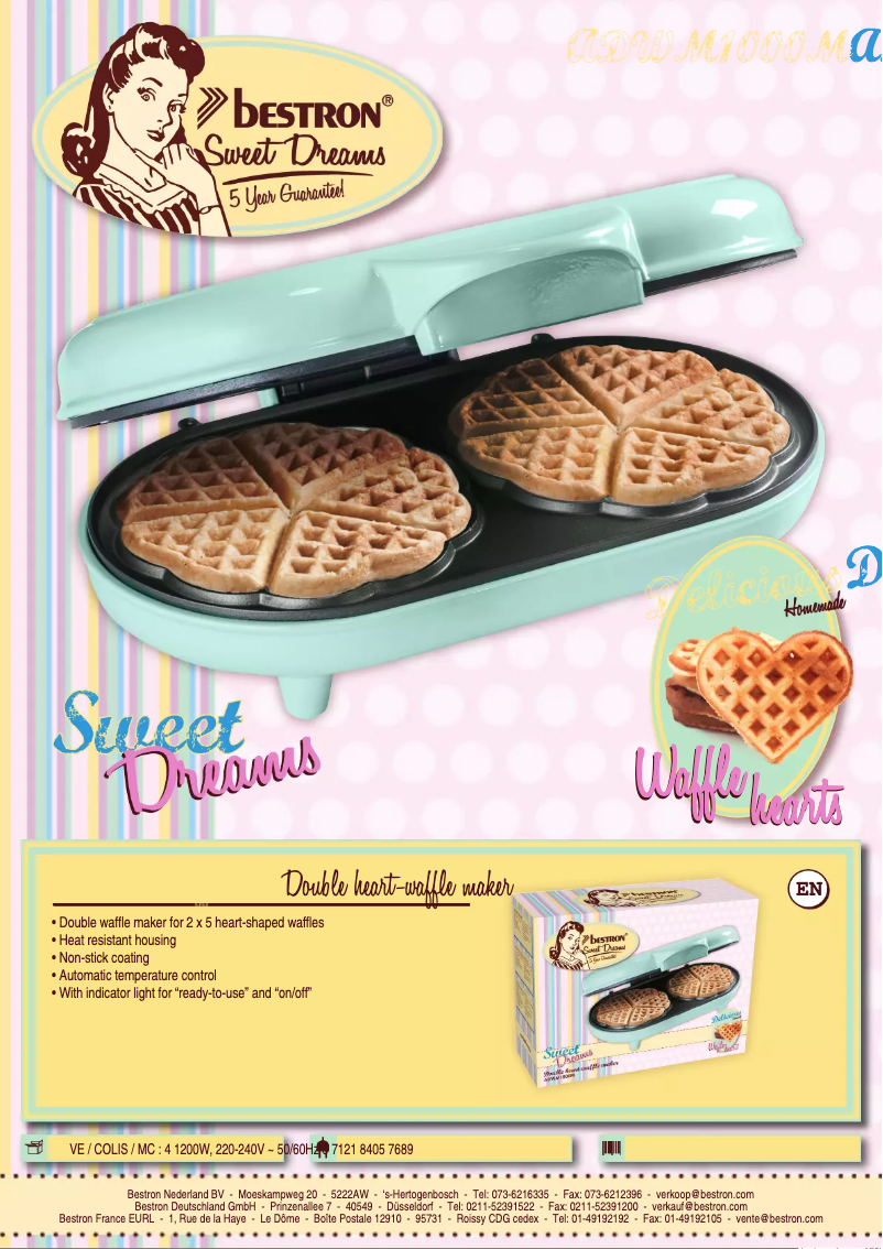 Page 1 de la notice Fiche technique Bestron Sweet Dreams ADWM1000M