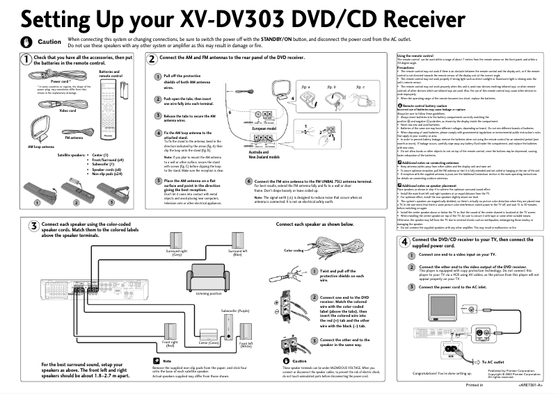 Page n°1 - Manuel utilisateur Pioneer XV-DV303