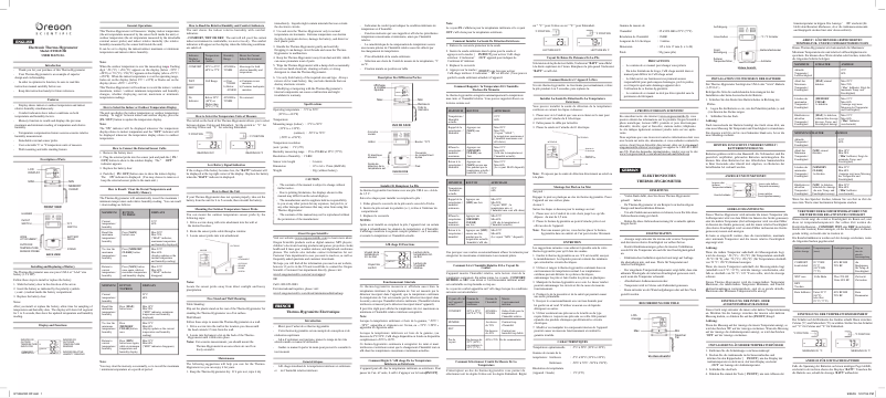 Page 1 de la notice Manuel utilisateur Oregon Scientific ETHG913R