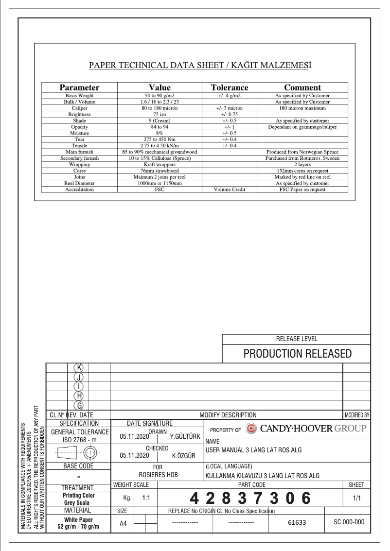 Page 1 de la notice Manuel utilisateur Rosieres RDHW6LK3X