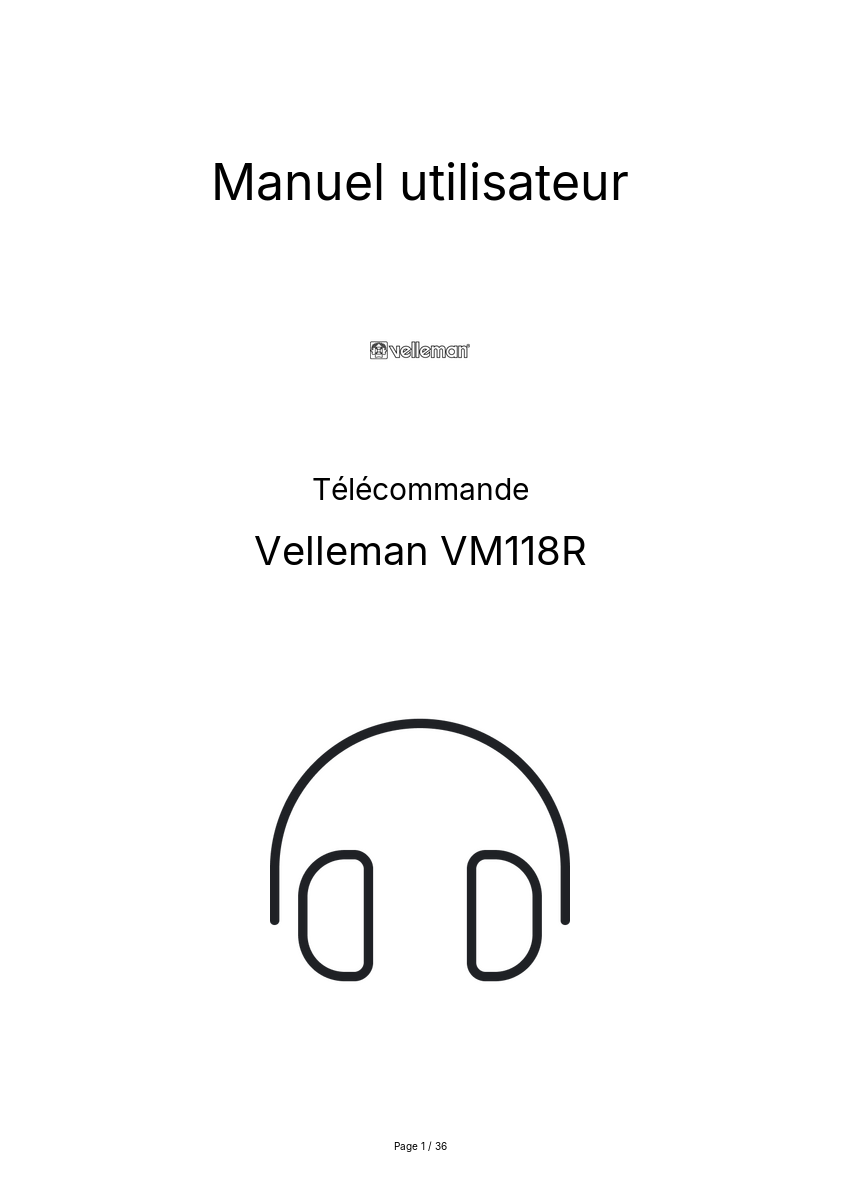 Image de la première page du manuel de l'appareil VM118R