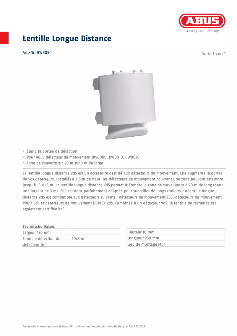Image de la première page du manuel de l'appareil BW8050