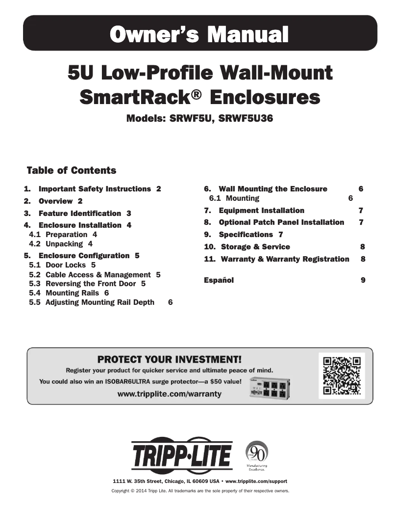 Page n°1 - Manuel utilisateur Tripp Lite SmartRack SRWF5U36