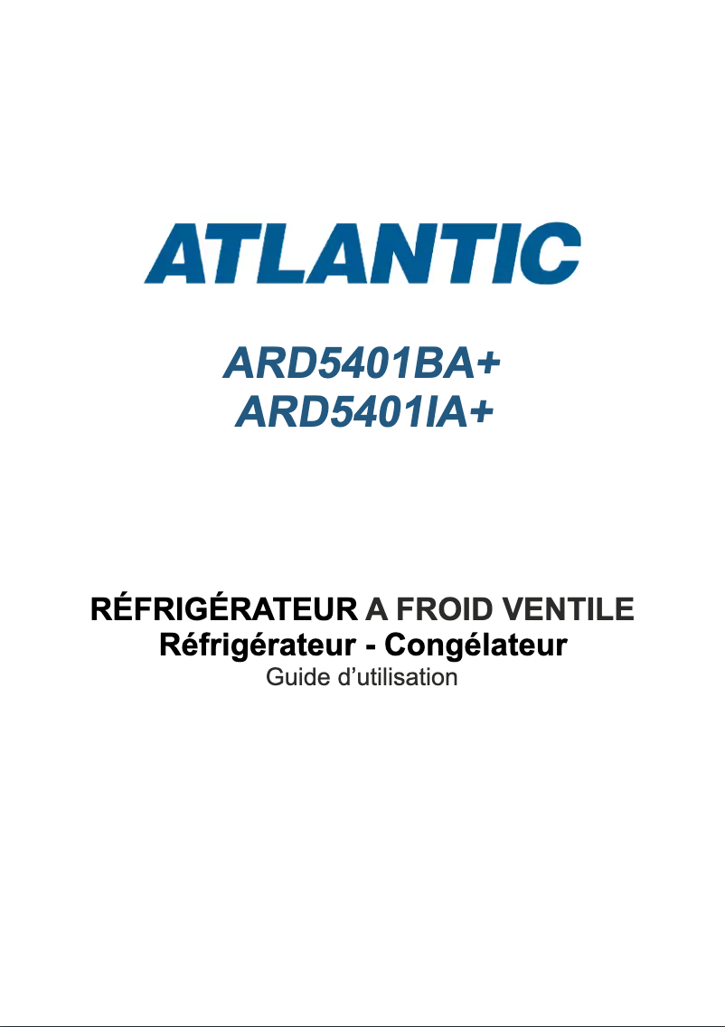 Page 1 de la notice Manuel utilisateur Atlantic ARD5401BA+
