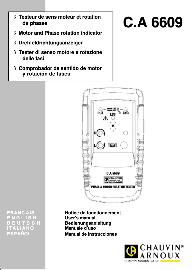 Image de la première page du manuel de l'appareil C.A 6609