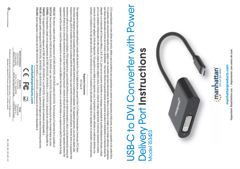 Page 1 de la notice Mode d'emploi Manhattan 153423