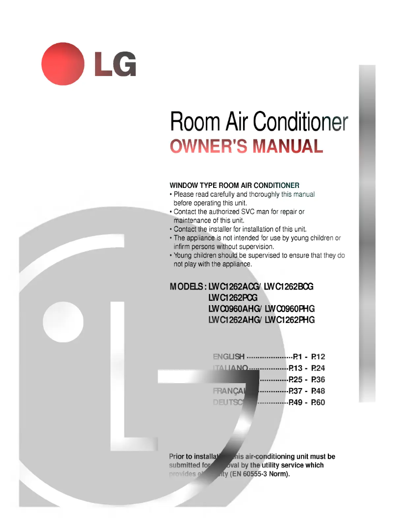 Page n°1 - Manuel utilisateur LG LWC1262PAG